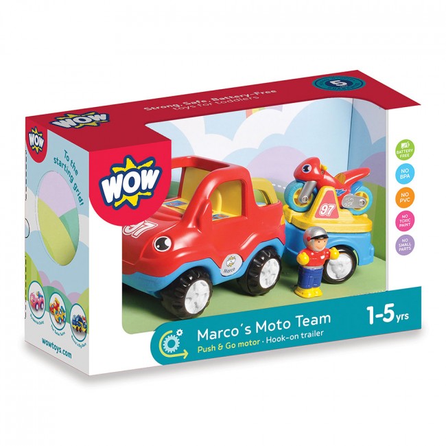 Marco's Moto Team Motorbike Transporter WOW Toys Box