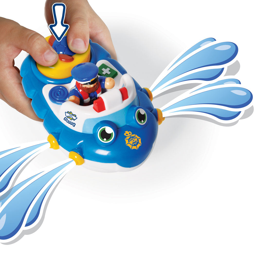 Police Boat Perry WOW Toys bath toy feature