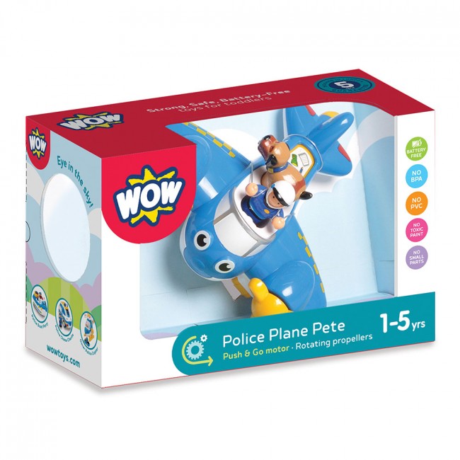 Police Plane Pete WOW Toys airplane box