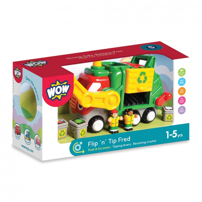 Flip 'n' Tip Fred Recycling Truck WOW Toys box