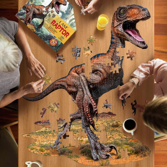 Velociraptor Dinosaur Shaped Jigsaw Puzzle lifestyle